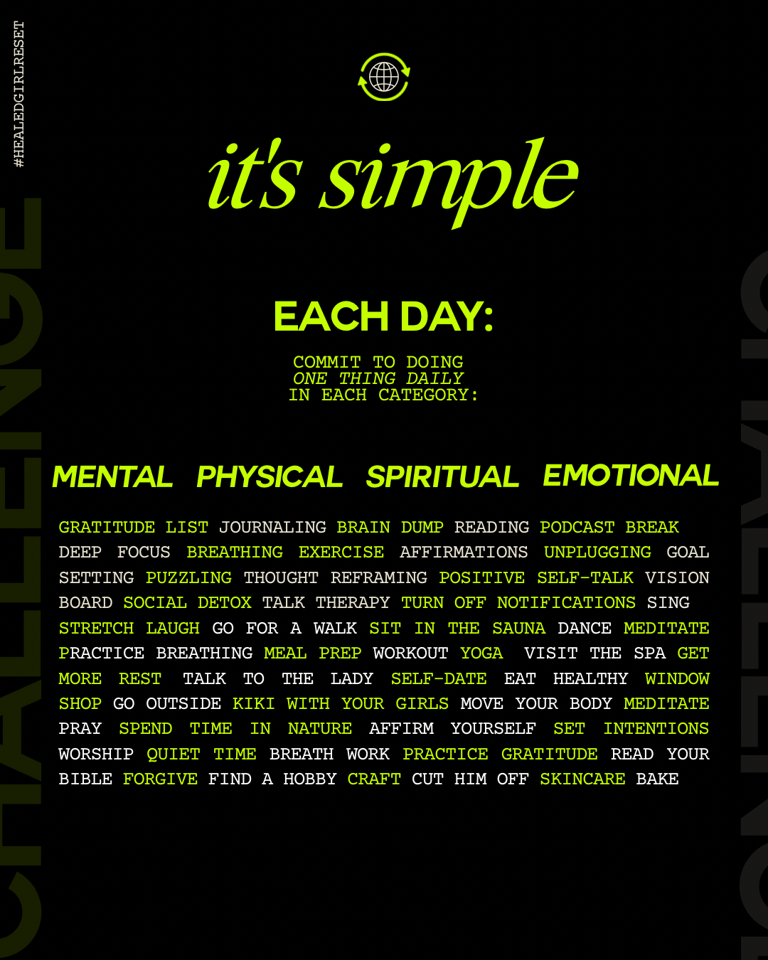 Healed Girl Reset Challenge Digital Journal